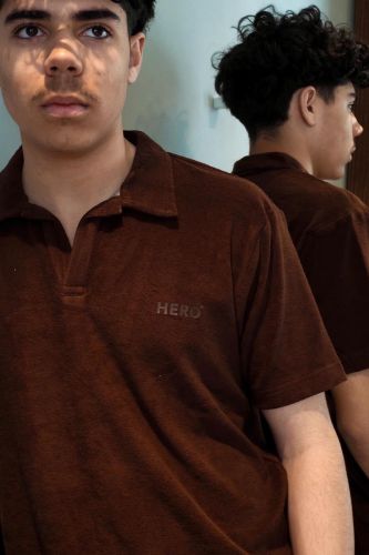 Hero Seven polo Brun hommes (Polo Bob brun - E26420 BOB polo coffee) - Marine | Much more than shoes