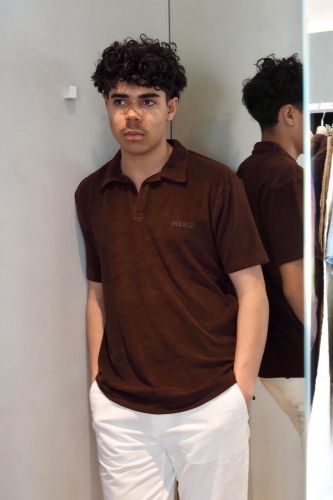 Hero Seven polo Brun hommes (Polo Bob brun - E26420 BOB polo coffee) - Marine | Much more than shoes