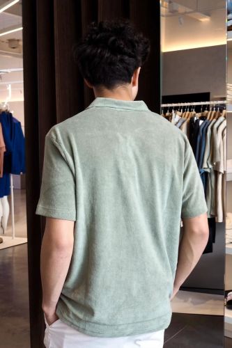 Polo en éponge vert sauge HERO SEVEN | Marine