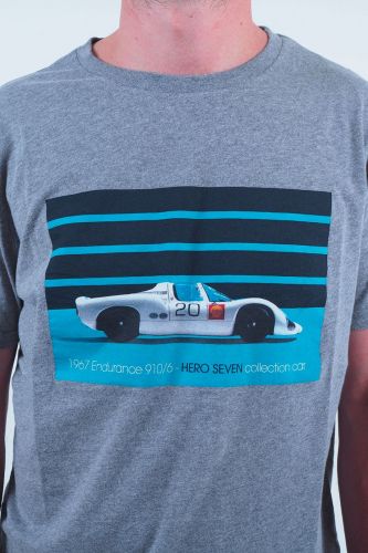 T-shirt gris avec voiture de course HERO SEVEN | Marine