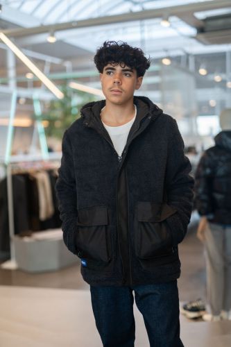 Veste sherpa à capuche bleue HERO SEVEN | Marine