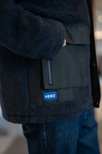 Veste sherpa à capuche bleue HERO SEVEN | Marine