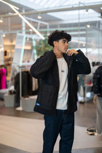 Veste sherpa à capuche bleue HERO SEVEN | Marine