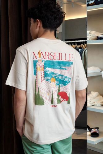 Hero Seven tee-Shirt Beige hommes (Tee-shirt Marseille - E26113 MARSEILLE ) - Marine | Much more than shoes