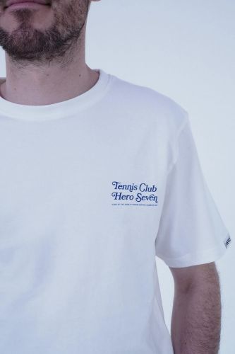 T-shirt blanc thème tennis HERO SEVEN | Marine