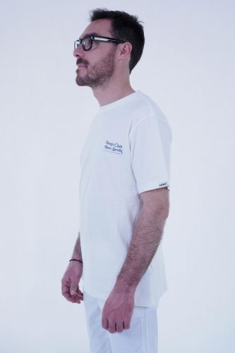 T-shirt blanc thème tennis HERO SEVEN | Marine