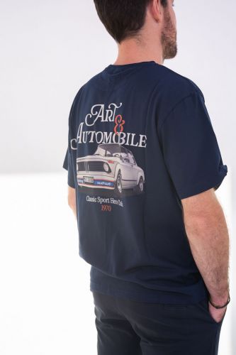 T-shirt bleu BMW Vintage avec inscription 