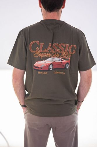 T-shirt kaki avec inscription 