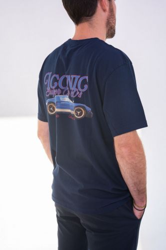 T-shirt bleu avec inscription 