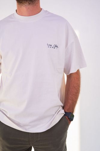 T-shirt écru avec inscription 