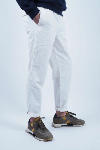 Pantalon large en velours blanc HERO SEVEN | Marine