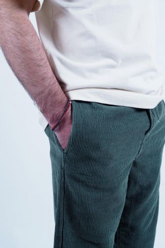 Pantalon large en velours vert HERO SEVEN | Marine