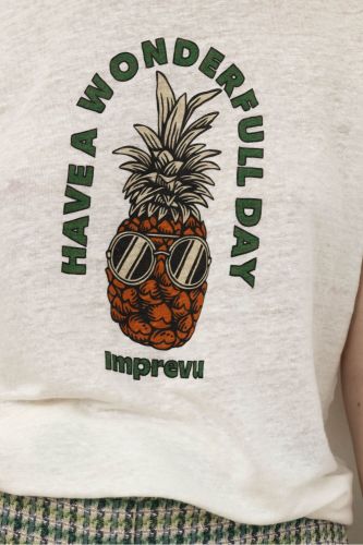 T-shirt écru avec ananas IMPREVU | Marine