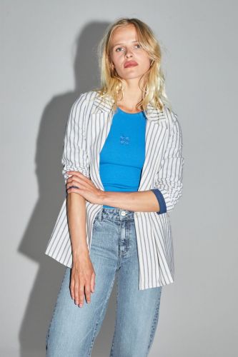 Imprévu blazer Bleu/blanc femmes (blazer ligné blue - 98212 cotton) - Marine | Much more than shoes