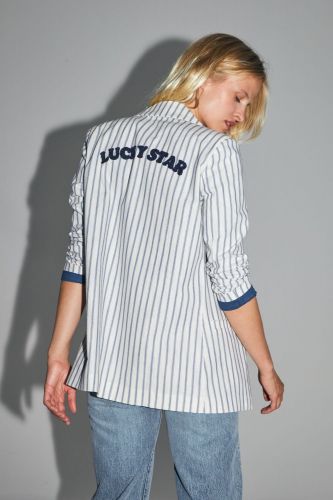 Imprévu blazer Bleu/blanc femmes (blazer ligné blue - 98212 cotton) - Marine | Much more than shoes