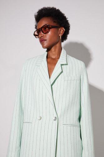 Imprévu blazer Vert femmes (Blazer vert d'eau ligné - 032107 EMMA) - Marine | Much more than shoes