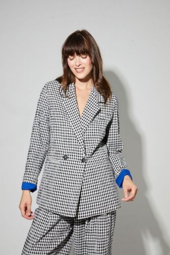Imprévu blazer Noir/blanc femmes (Blazer vichy seersucker - 32100 EMMA VICHY ) - Marine | Much more than shoes