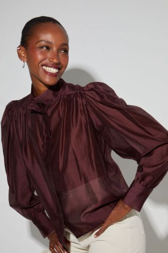 Imprévu blouse Brun femmes (Blouse voile burghundy - 20293 ANAIS VOILE) - Marine | Much more than shoes