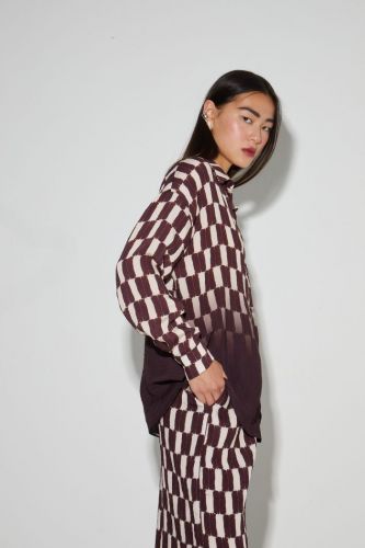 Imprévu blouse Bordeaux femmes (Chemise damier Burgundy - IRIS chemise damier bordo) - Marine | Much more than shoes