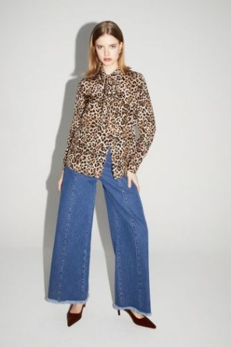 Imprévu chemise Léo femmes (Chemise motif léo cintrée avec lavallièr - 2H251332709 chemise léo) - Marine | Much more than shoes