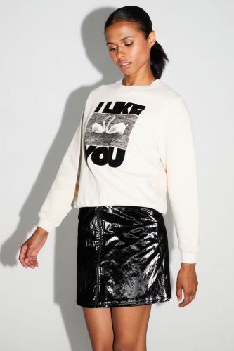 Jupe courte noire en vinyle IMPREVU | Marine