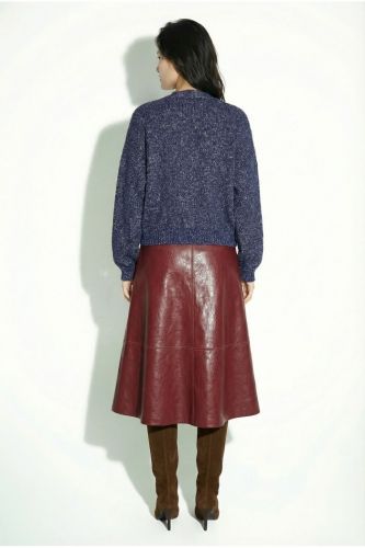 Jupe patineuse trapèze en vinyle bordeaux IMPREVU | Marine