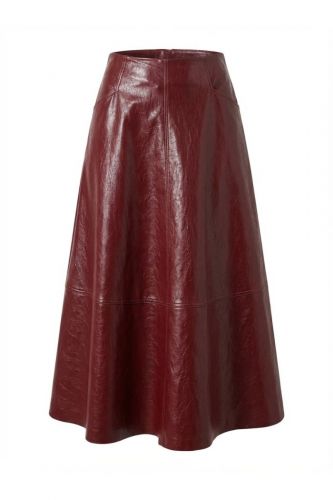 Jupe patineuse trapèze en vinyle bordeaux IMPREVU | Marine