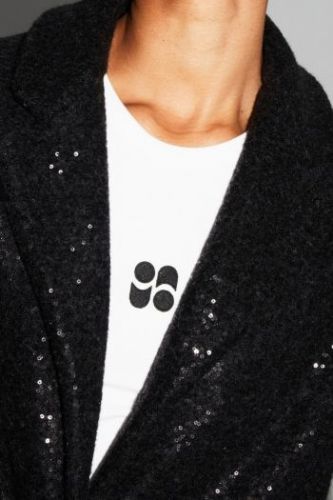 Manteau long noir à paillettes IMPREVU | Marine