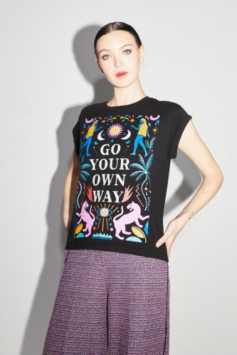 Imprévu tee-Shirt Noir femmes (multi Go your Own way - TSG0W0) - Marine | Much more than shoes