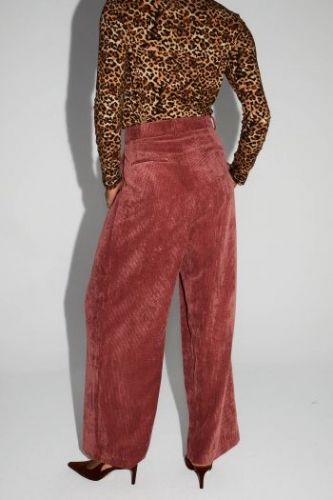 Pantalon en velours côtelé corail IMPREVU | Marine