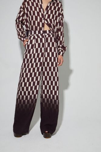 Pantalon en damier chocolat dégradé IMPREVU | Marine