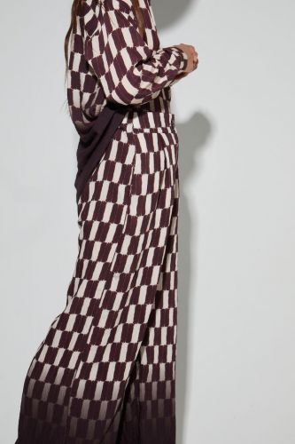 Pantalon en damier chocolat dégradé IMPREVU | Marine