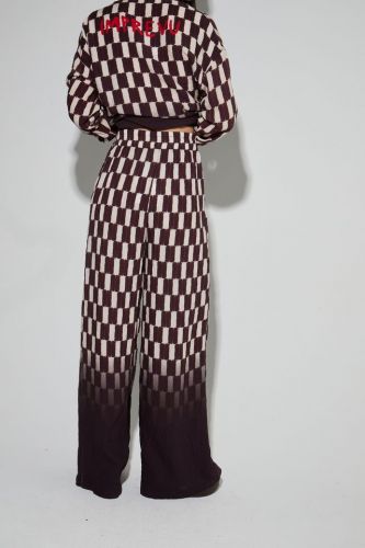Pantalon en damier chocolat dégradé IMPREVU | Marine