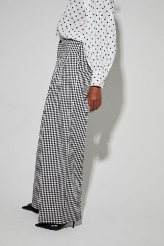 Imprévu pantalon Noir/blanc femmes (Pantalon vichy seersucker - 0200 ELSA VICHY ) - Marine | Much more than shoes