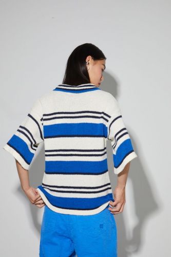 Polo collège ligné en éponge IMPREVU | Marine