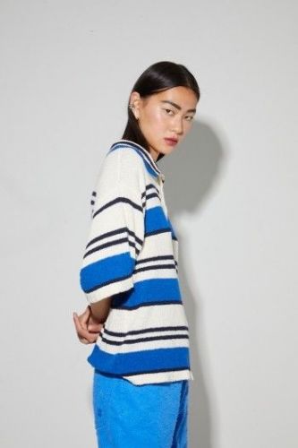 Polo collège ligné en éponge IMPREVU | Marine