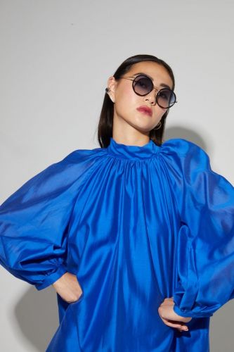 Imprévu robe Bleu vif femmes (Robe bleu bic - 20702 ILONA DRESS VOILE) - Marine | Much more than shoes