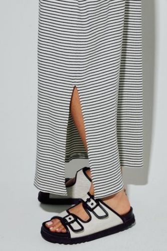 Robe longue rayée noir et blanc IMPREVU | Marine