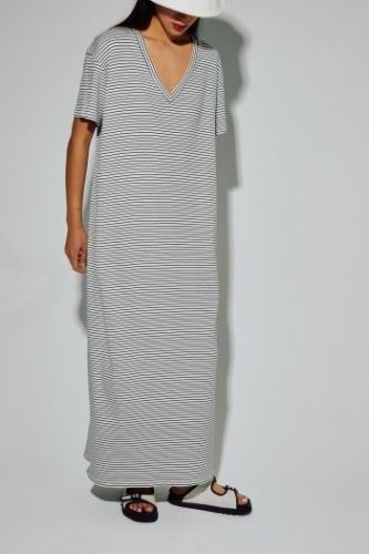 Robe longue rayée noir et blanc IMPREVU | Marine