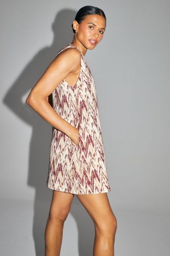 Robe trapèze courte en tweed IMPREVU | Marine