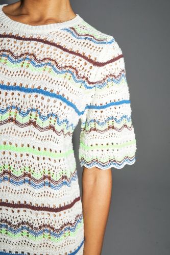 Robe courte en tricot ajouré IMPREVU | Marine