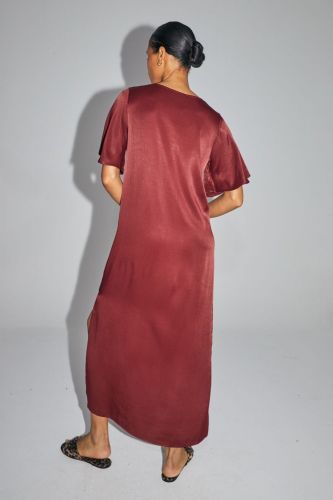 Robe longue satinée bordeau IMPREVU | Marine