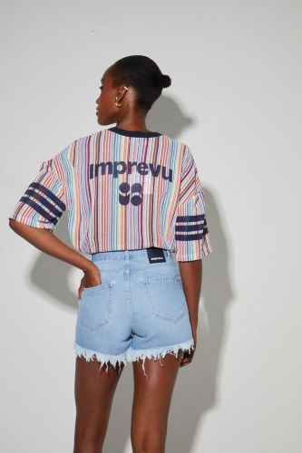 Short denim bleu frangé IMPREVU | Marine