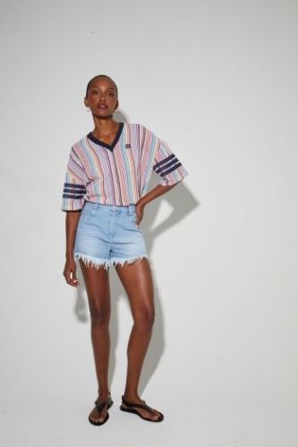 Short denim bleu frangé IMPREVU | Marine