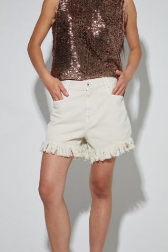 Short denim frangé écru IMPREVU | Marine