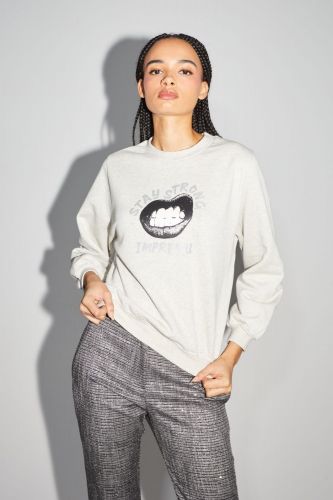 Sweat gris avec imprimé IMPREVU | Marine