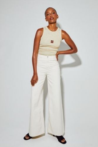 Top maille côtelée doré avec logo bordeaux IMPREVU | Marine