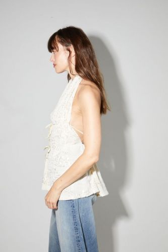 Top dos nu à sequins écru IMPREVU | Marine