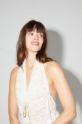 Top dos nu à sequins écru IMPREVU | Marine