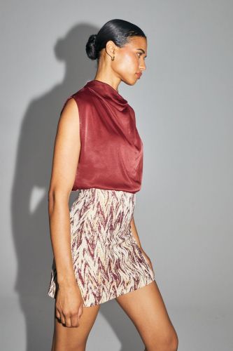 Blouse en viscose satinée bordeau IMPREVU | Marine
